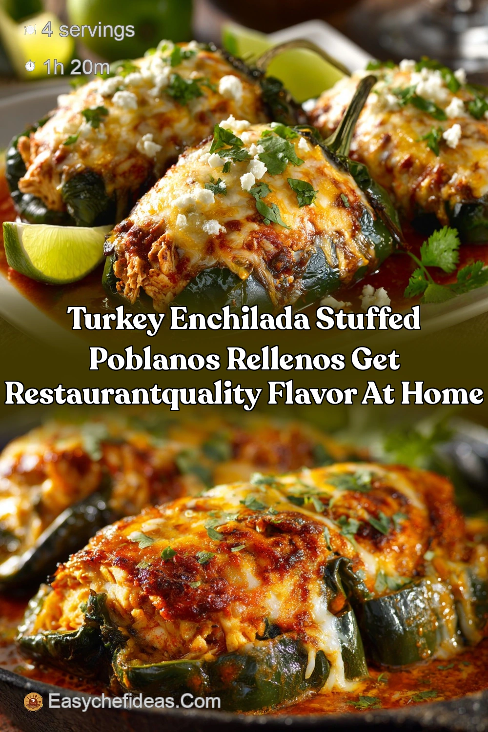 Turkey Enchilada Stuffed Poblanos Rellenos Baked Healthy