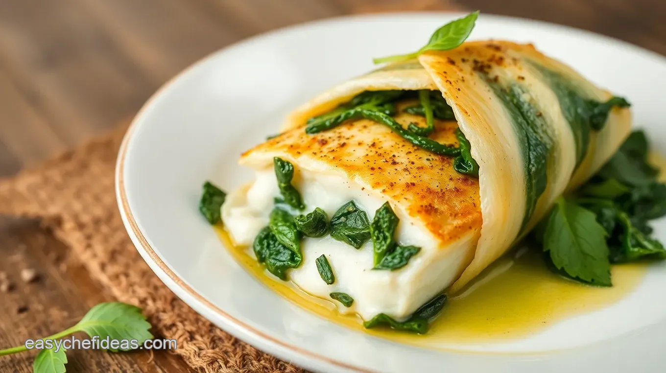 Halibut and Spinach Wrapped in Filo