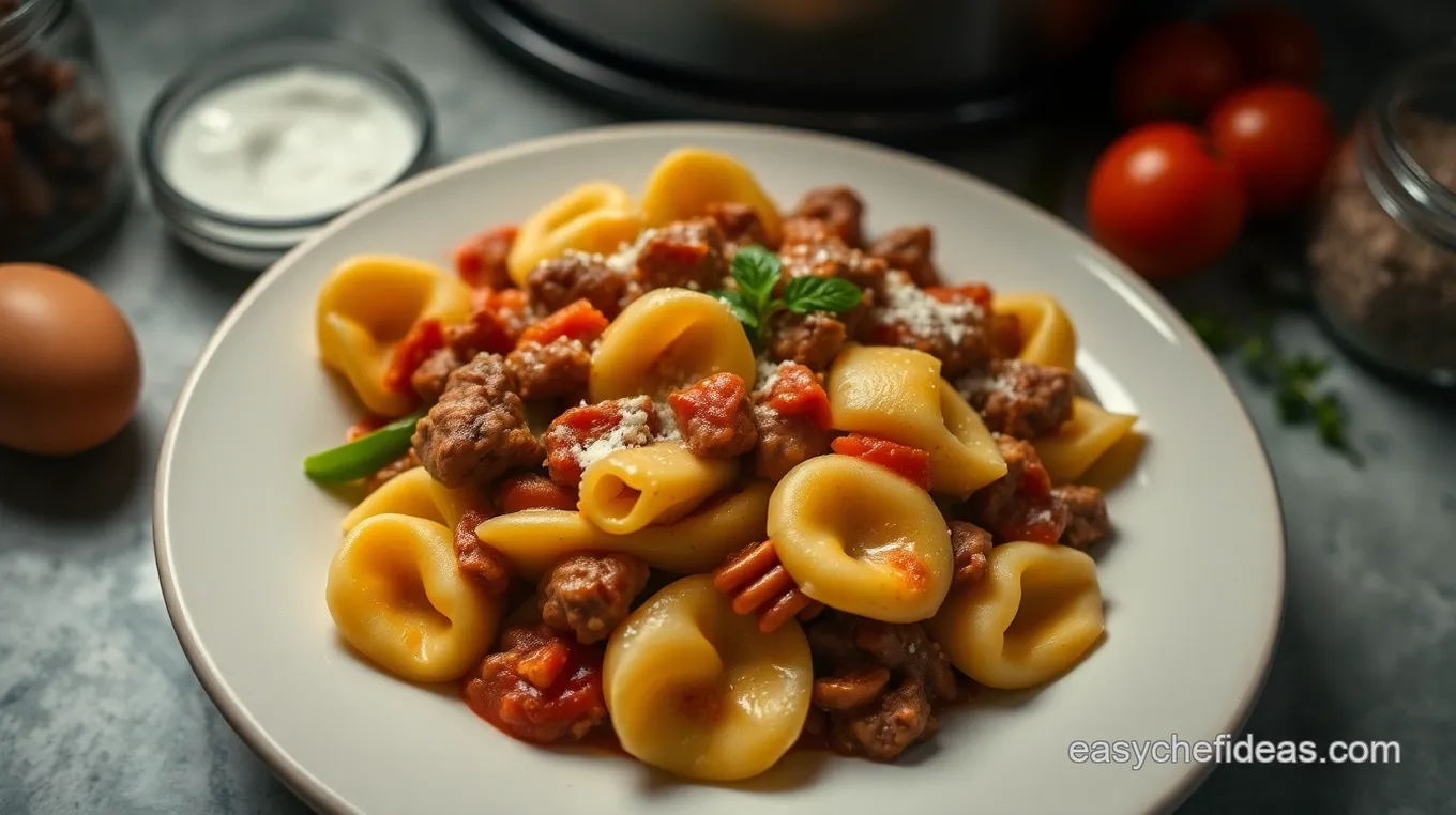 Cheesesteak Tortellini in Rich Provolone Sauce