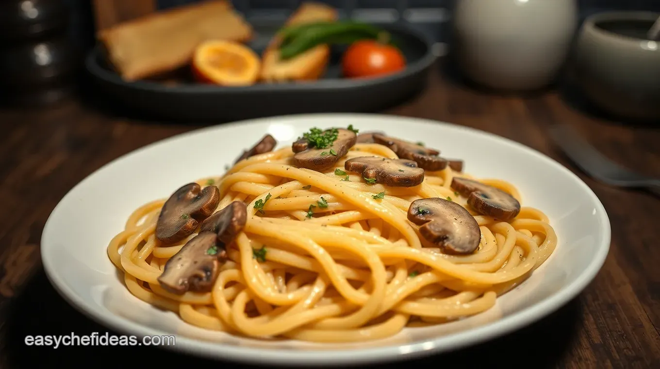 Yummy Pasta with Mushroom Recipes: Creamy Fettuccine You' ll Adore Creamy Mushroom Fettuccine: A Comforting Plate of Earthy Goodness