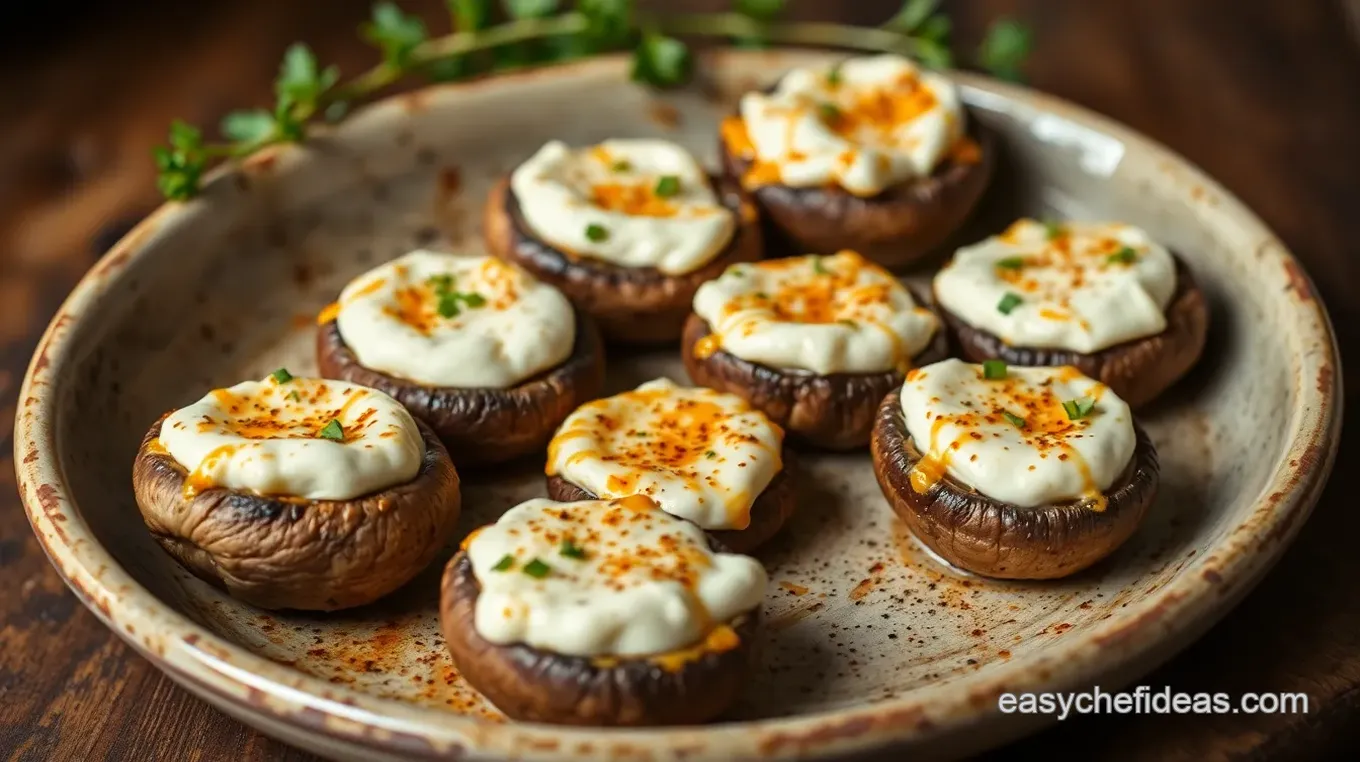 Oven Baked Mushrooms with Spicy Cream Cheese