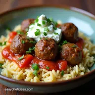 Ultimate Greek Meatball Bowl Recipe with Whipped Feta
