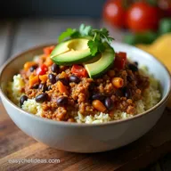 Beef Mince Black Bean Burrito Bowls Fiesta in a Bowl