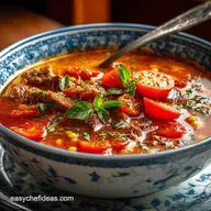 Ultimate Comfort Rich Beef Tomato and Acini Di Pepe Soup Recipe
