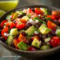 Black Bean Avocado Cucumber and Tomato Salad: Easy 20-Min Fiesta