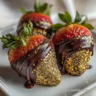 Valentine's Black Chocolate and Gold Covered Strawberries Elegant Love Dessert: Make-Ahead