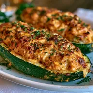 Buffalo Chicken Zucchini Boats for 4