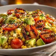 Charred Corn Tomato Avocado Salad with Zesty Honey Lime Dressing