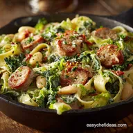 Pasta with Italian Chicken Sausage Escarole and Be: Creamy Cannellini Bean Recipe