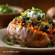 Loaded Vegetarian Baked Sweet Potato: Smoky Chipotle Black Bean Meal