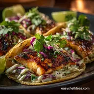 Cilantro Lime Fish Tacos: Easy Seared Recipe with Chipotle Cr&egrave;me Slaw