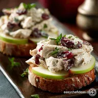 Cranberry Chicken Salad on Apple Slices: Healthy High Protein Meal Prep