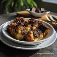 Dark Chocolate Chunk Bread Pudding: Rich Custard Dessert