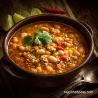 White Bean Turkey Chili Healthy Easy Zesty OnePot Recipe