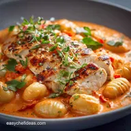 Gnocchi with Grilled Chicken in Roasted Red Pepper Sauce: Creamy Comfort
