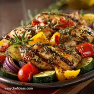 Juicy Grilled Garlic and Herb Chicken and Veggies Low Carb