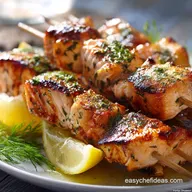 Grilled Salmon Kebabs Perfectly Flaky Lemon Dill Skewers