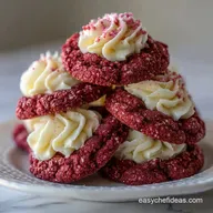 Easy Hershey's Red Velvet Blossom Cookie with Chocolate Kisses - Velvety Crumb