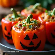Easy Halloween Foods JackOLantern Stuffed Peppers