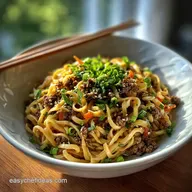 Mongolian Ground Beef Noodles Recipe in 20 Min