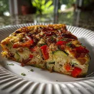 Caramelized Onion Red Pepper and Zucchini Frittata