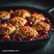SunDrenched Peach Cherry Cobbler with Buttermilk Biscuit Topping