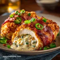Cheesy Jalape&ntilde;o Popper Baked Stuffed Chicken: Crispy Creamy