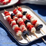 Festive fourth of july food ideas Red White Blue Skewers