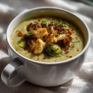Roasted Brussels Sprouts and Cauliflower Soup: Velvety Vegan