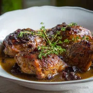Braised Chicken Thighs: Rustic Red Wine Thyme Recipe