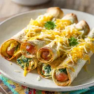 Baked Sausage Spinach and Egg Breakfast Taquitos