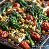 Sheet Pan Feta with Broccolini Tomato and Chickpea Healthy Veggie Dinner