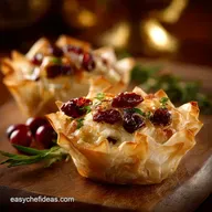 Skinny Baked Brie Phyllo Cups with Craisins and Wa Light Appetizer