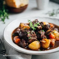Slow Cooker Beef Bourguignon for 6 Servings