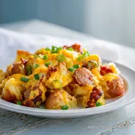 Slow Cooker Cheesy Potatoes with Sausage for 11 Servings