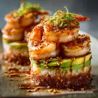 Spicy California Shrimp Stack Recipe Easy Sushi Cake Towers