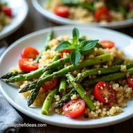 Roasted Asparagus Quinoa Salad Springs on a Plate