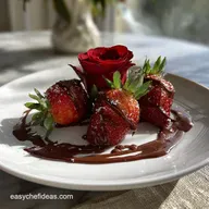 Delicious Strawberry Roses with Chocolate Sauce for Valentines Day Dessert Idea in 25 Minutes