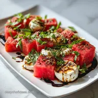 Watermelon Caprese with Balsamic Glaze: Juicy