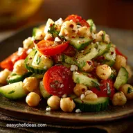 Proper Zesty Chickpea Salad with Cucumbers and Tomatoes