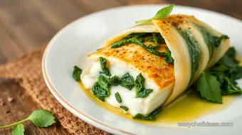 Baked Halibut and Spinach Wrapped in Filo recipe card