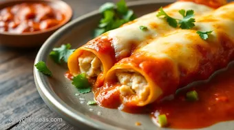 Delicious Cream Cheese Chicken Enchiladas with Red Sauce - 30-Minute Recipe recipe card