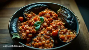 Delicious Stuffed Eggplant: A Mediterranean Family Favourite recipe card