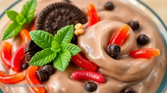 No-Cook Chocolate Pudding Fruit Worm Delight