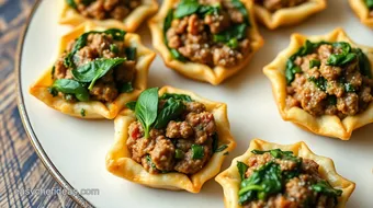 s rosen's party entertainers recipes: 7 Crowd-Pleasing Mini Beef and Spinach Pastries recipe card