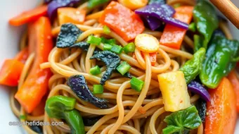 Stir-Fried Soba Noodles with Colorful Veggies recipe card