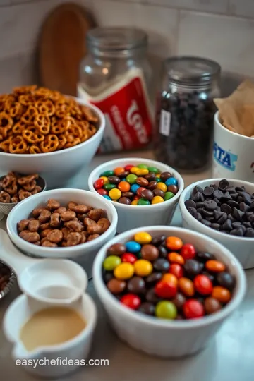 Chocolate Pretzel Delights with Rolo & M&M Toppings ingredients