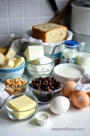 Classic British Bread and Butter Pudding ingredients