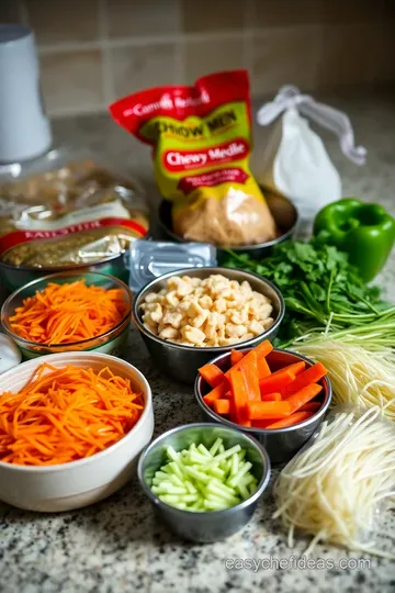 Classic Chow Mein with Stir-Fried Vegetables and Chicken ingredients