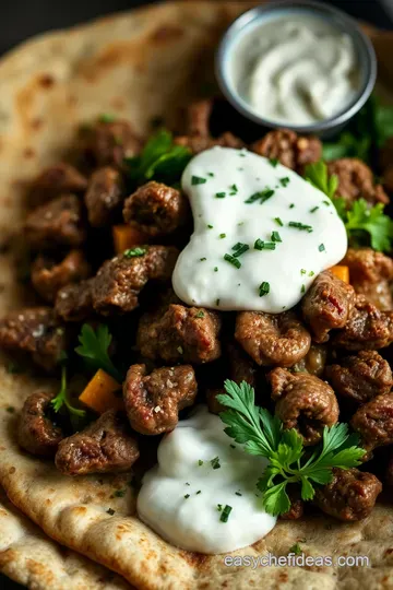 Classic Greek Gyro with Tzatziki Sauce presentation